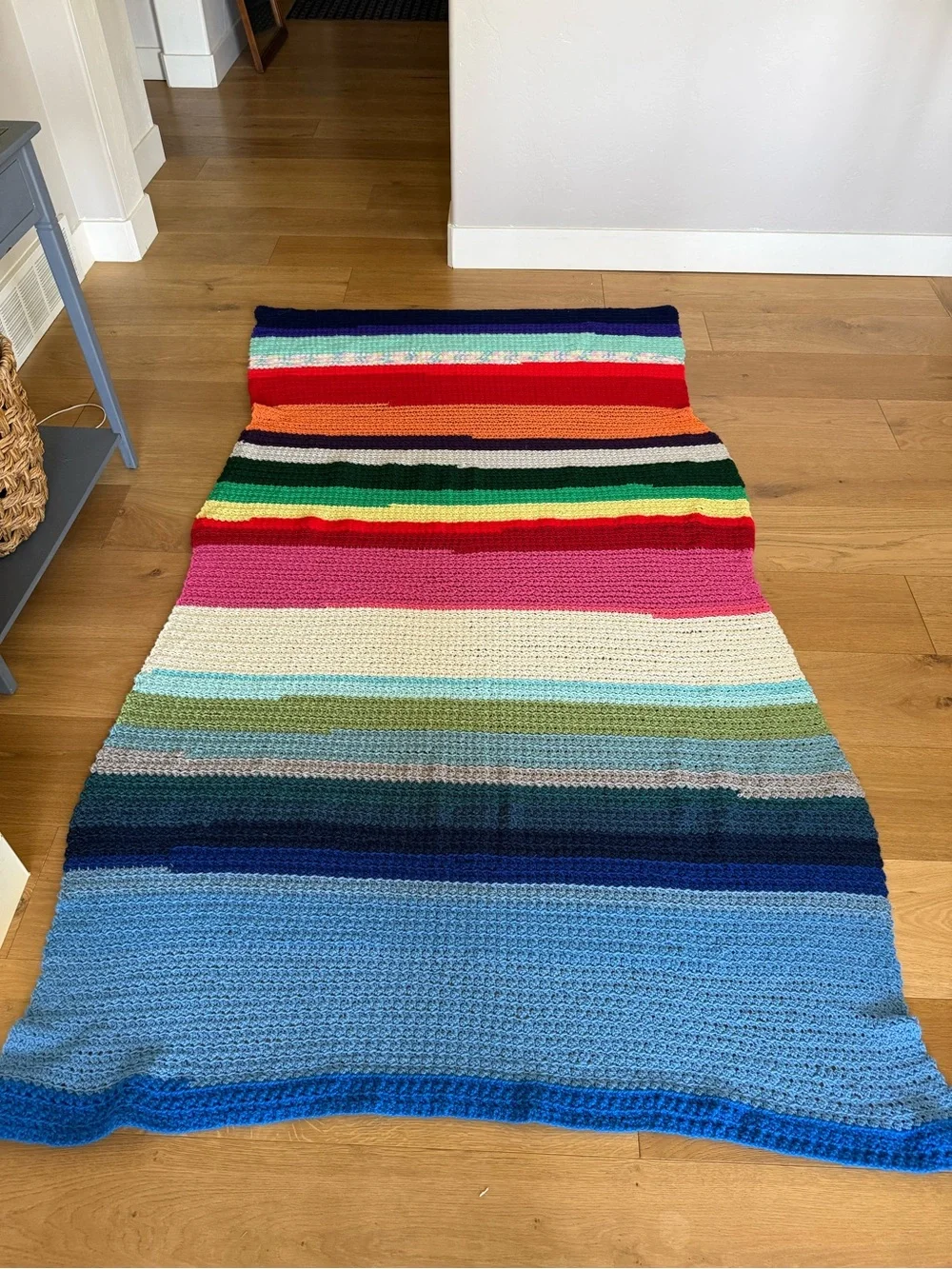 Colorful Striped Crochet Throw Blanket - Multicolor Stripes